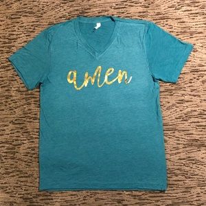 'Amen' Torquois T-shirt gold